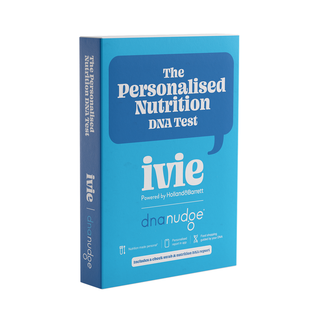 Sleeve of the Personalised Nutrition DNA Test powered by Holland & Barrett & DNA Nudge